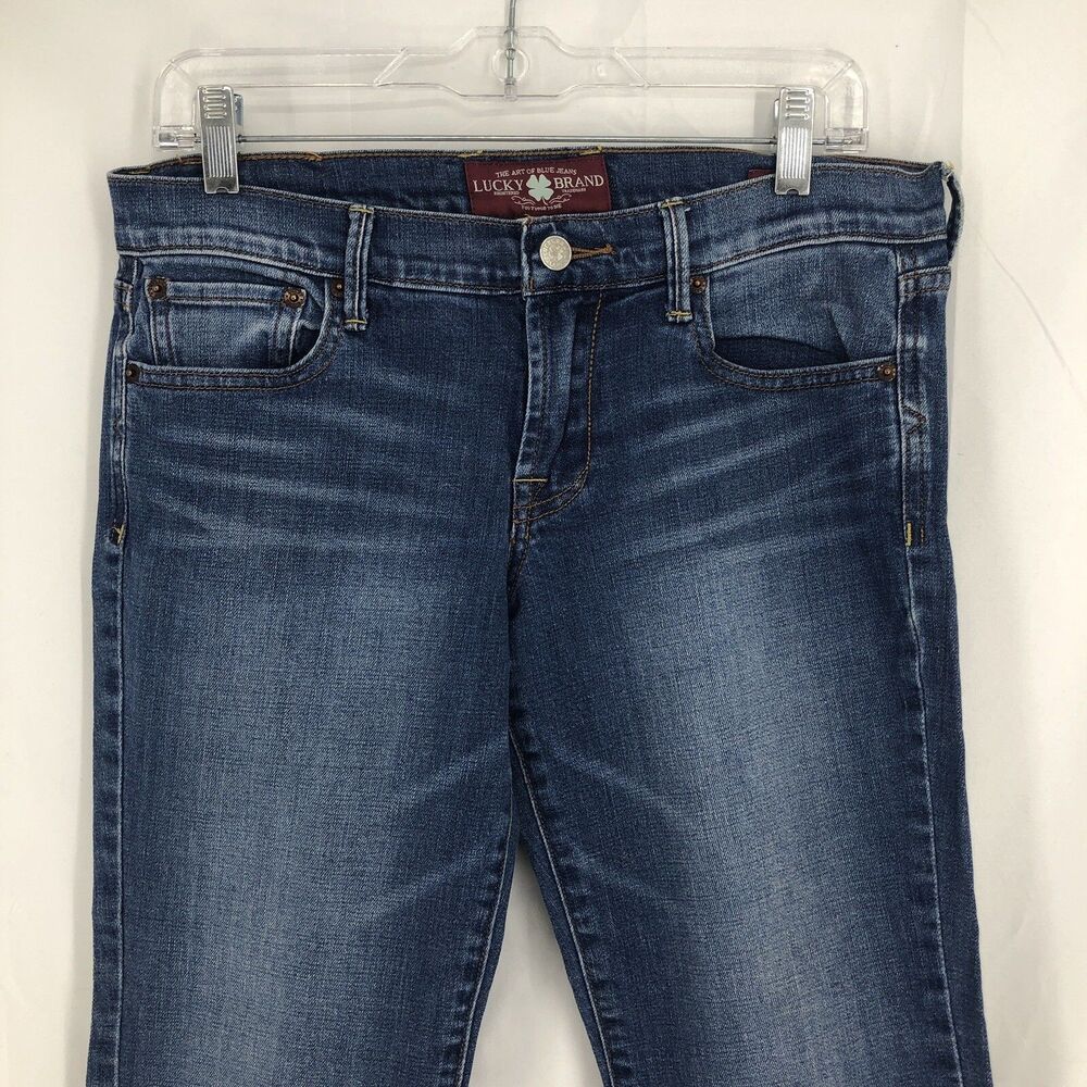 Lucky Brand Sweet N Crop Mid Rise Medium Wash Denim Blue Jeans 4/27 (32x25)